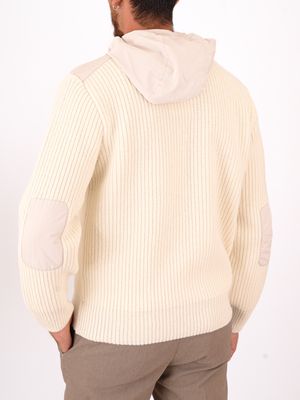 3. Paul&Shark men's hooded sweatshirt in Re-Wool with Re-130 High Density details Cream PAUL & SHARK 15311271