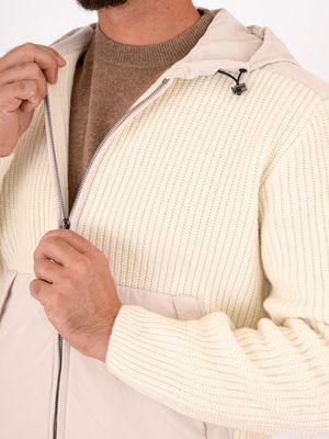 4. Paul&Shark men's hooded sweatshirt in Re-Wool with Re-130 High Density details Cream PAUL & SHARK 15311271