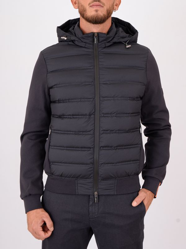 1. Men's Heskimo jacket with fleece sleeves, hood and padded body Blue HèSKIMO he9440071