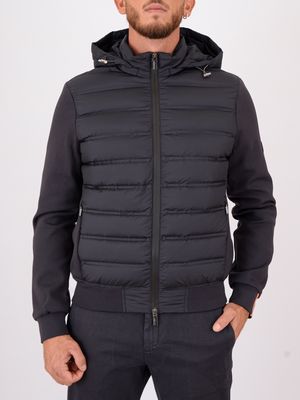 Men's Heskimo jacket with fleece sleeves, hood and padded body Blue HèSKIMO