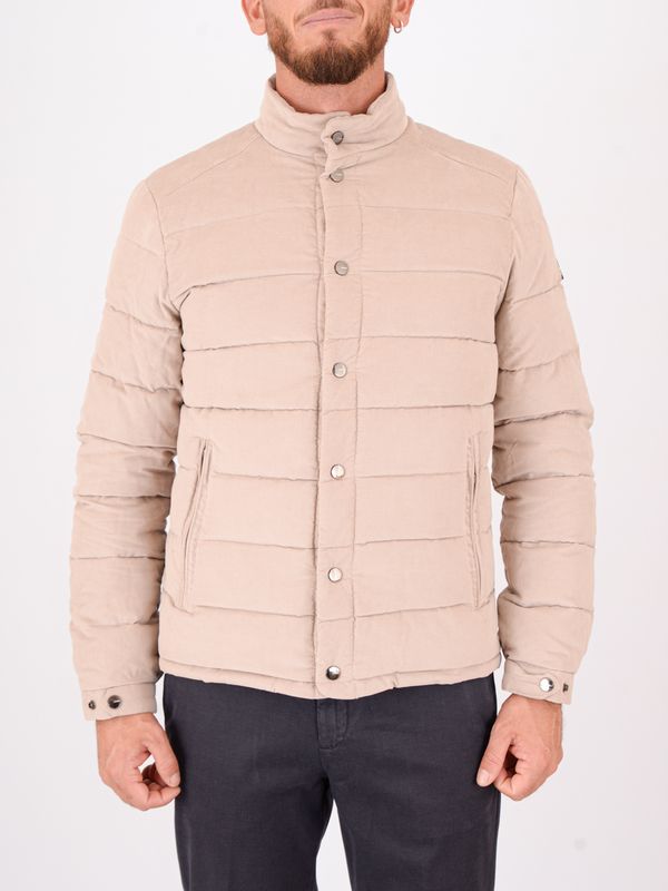 1. Men's lightweight padded Heskimo jacket with high collar and snap button closure Beige HèSKIMO he9440067