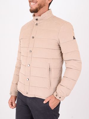 2. Men's lightweight padded Heskimo jacket with high collar and snap button closure Beige HèSKIMO he9440067