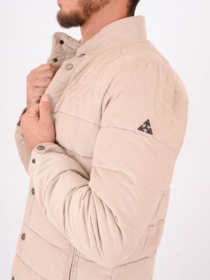 4. Men's lightweight padded Heskimo jacket with high collar and snap button closure Beige HèSKIMO he9440067