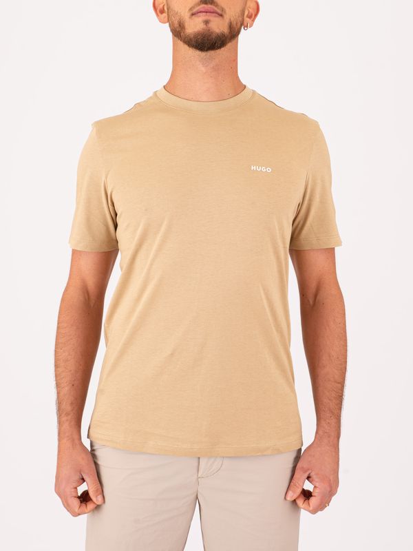 HUGO Men's Cotton T-Shirt with Cotton Jersey Logo Beige Hugo
