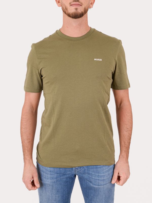 HUGO Men's Cotton T-Shirt with Cotton Jersey Logo Green Hugo