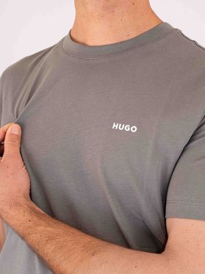 4. T-shirt HUGO Uomo in Cotone con Logo in Jersey di cotone Grigio