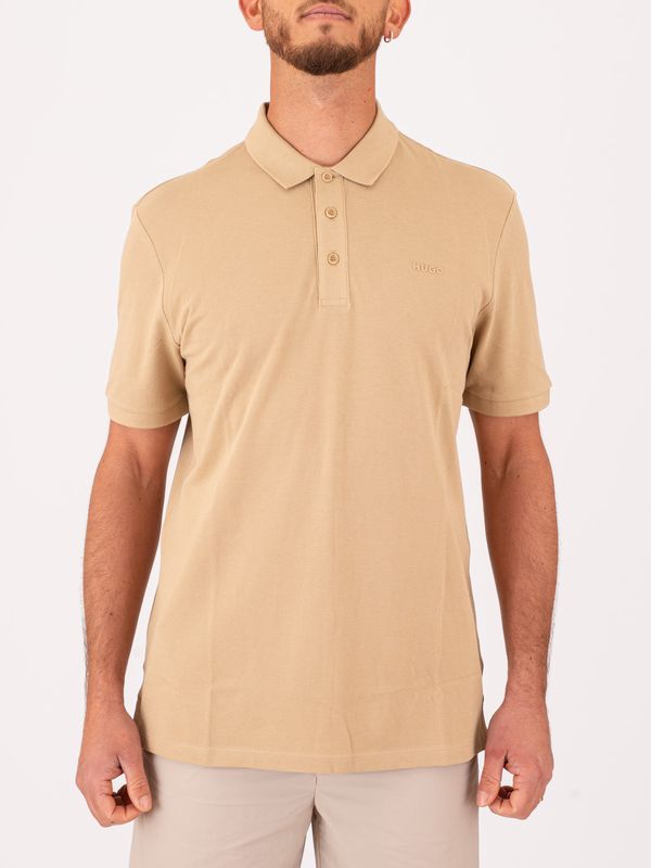 Polo HUGO Uomo Slim Fit in Cotone con Logo Beige Hugo