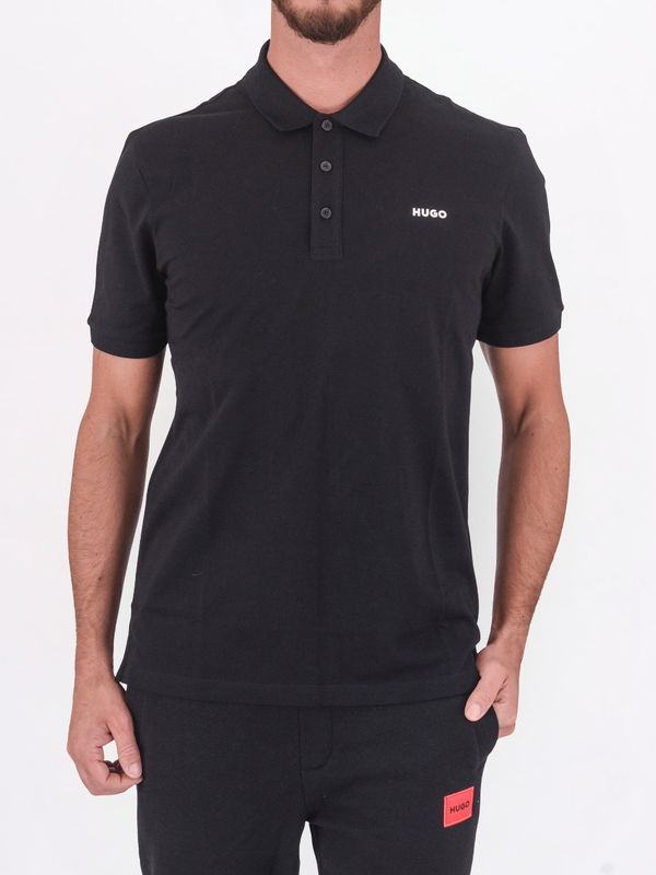 Polo HUGO Uomo Slim Fit in Cotone con Logo Nero Hugo