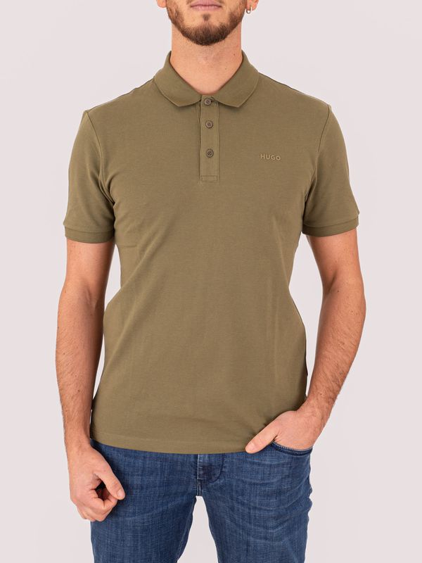 Polo HUGO Uomo Slim Fit in Cotone con Logo Verde Hugo