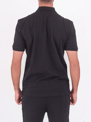 3. Polo HUGO pour homme, coupe ajustée, en coton avec logo Noir