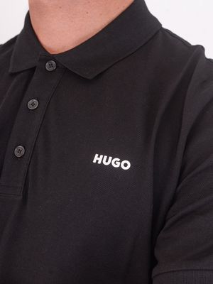 4. Polo HUGO pour homme, coupe ajustée, en coton avec logo Noir