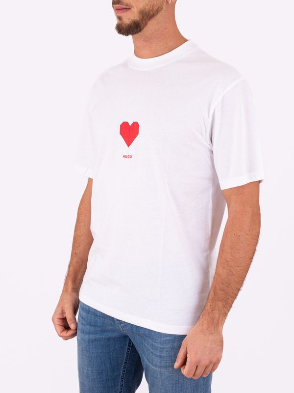 2. T-shirt Uomo Hugo in cotone con Grafica Cuore Bianco Hugo 50553429