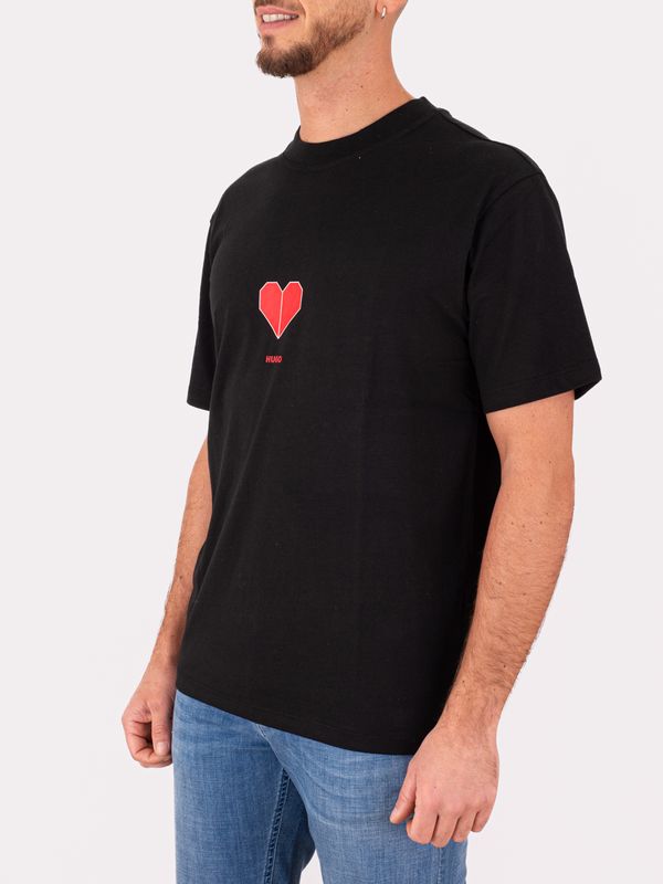 2. T-shirt Uomo Hugo in cotone con Grafica Cuore Nero Hugo 50553429