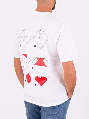 3. T-shirt Uomo Hugo in cotone con Grafica Cuore Bianco