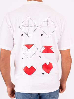 4. T-shirt Uomo Hugo in cotone con Grafica Cuore Bianco