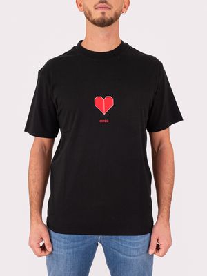 1. Hugo Men's Cotton T-Shirt with Heart Graphic Black