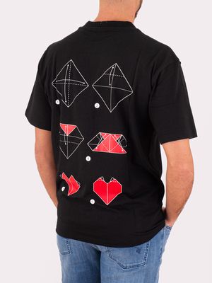 3. Hugo Men's Cotton T-Shirt with Heart Graphic Black