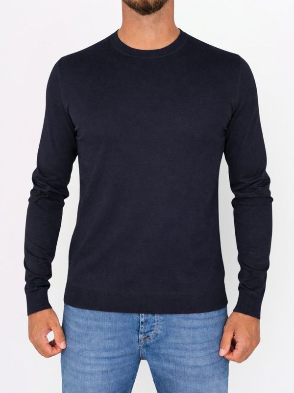 Pull HUGO pour homme, coupe ajustée, col rond, en fils doux Bleu Hugo