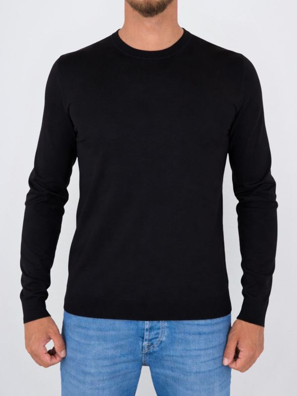 Pull HUGO pour homme, coupe ajustée, col rond, en fils doux Noir Hugo