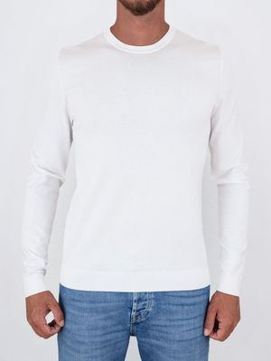 1. Pull HUGO pour homme, coupe ajustée, col rond, en fils doux Blanc