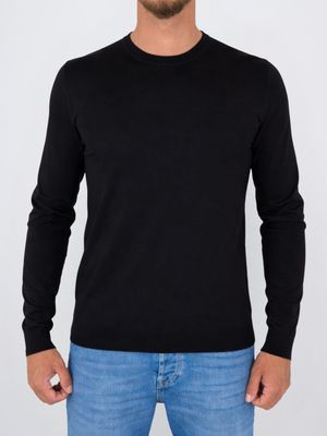 1. Pull HUGO pour homme, coupe ajustée, col rond, en fils doux Noir