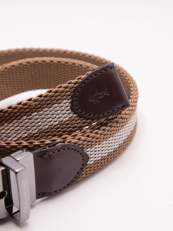 2. Ceinture pour homme Paul&Shark en tissu tissé avec empiècements en cuir Beige PAUL & SHARK 14316006