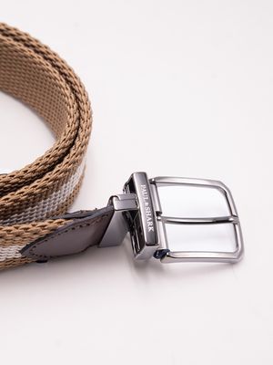 3. Cintura Uomo Paul&Shark in Tessuto Intrecciato con Inserti in Pelle Beige