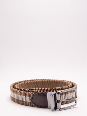 1. Cintura Uomo Paul&Shark in Tessuto Intrecciato con Inserti in Pelle Beige