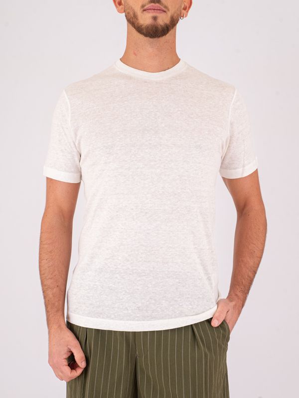 T-shirt en lin à col rond pour homme Paul&Shark Crème PAUL & SHARK