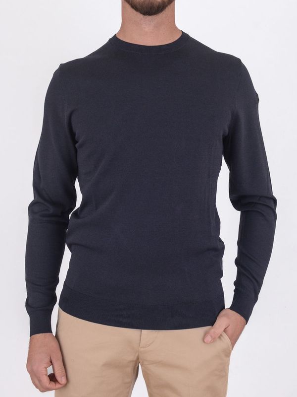 1. Pull rond Maxell pour homme, texture très fine Bleu Noir RRD 260104maxellroundknit