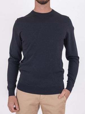 1. Pull rond Maxell pour homme, texture très fine Bleu Noir