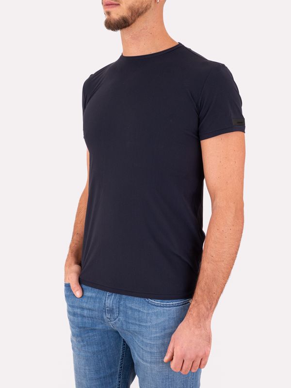2. T-shirt carré pour homme RRD avec effet carré en seersucker en relief Bleu Noir RRD 26223squareshirty