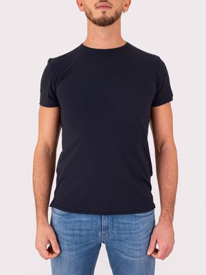 1. T-shirt carré pour homme RRD avec effet carré en seersucker en relief Bleu Noir