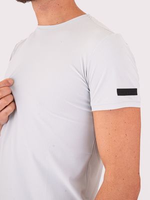 4. RRD Men's Square T-shirt with embossed seersucker square effect Light Grey
