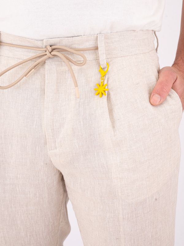 4. Manuel Ritz Men's Linen Trousers with Elasticated Waist and Drawstring Light Beige MANUEL RITZ 4032p1688l263144