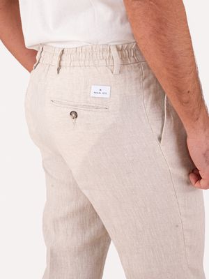 3. Manuel Ritz Men's Linen Trousers with Elasticated Waist and Drawstring Light Beige