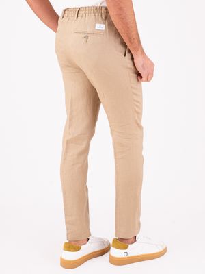 3. Manuel Ritz Men's Linen Trousers with Elasticated Waist and Drawstring Beige