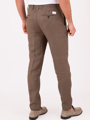 3. Manuel Ritz Men's Linen Trousers with Elasticated Waist and Drawstring Turtledove