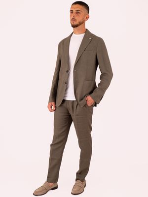 5. Manuel Ritz Men's Linen Trousers with Elasticated Waist and Drawstring Green