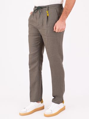 2. Manuel Ritz Men's Linen Trousers with Elasticated Waist and Drawstring Green