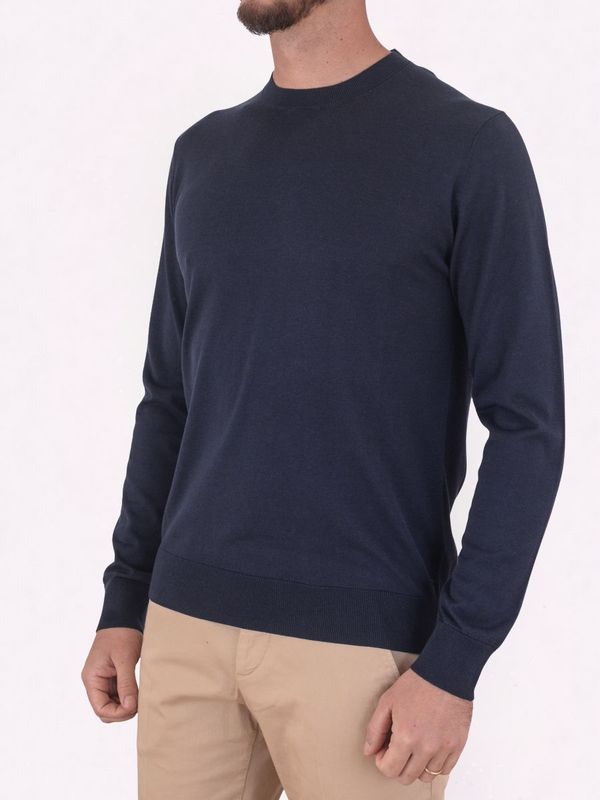 2. Pull à col rond pour homme Paolo Pecora Milano en mélange de soie et de coton Bleu Paolo Pecora Milano a002f200