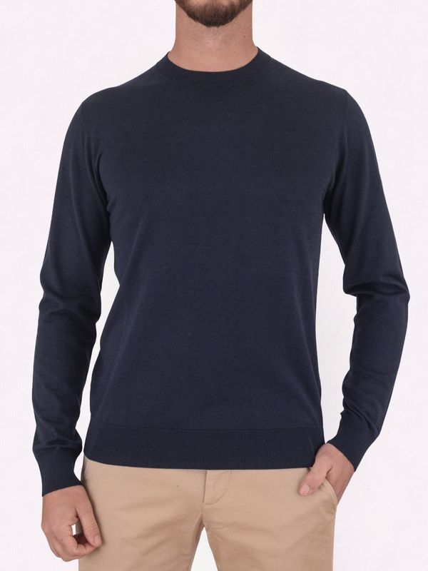 Pull à col rond pour homme Paolo Pecora Milano en mélange de soie et de coton Bleu Paolo Pecora Milano