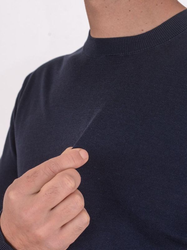 4. Pull à col rond pour homme Paolo Pecora Milano en mélange de soie et de coton Bleu Paolo Pecora Milano a002f200