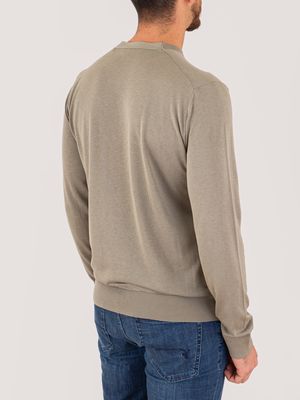 3. Pull à col rond pour homme Paolo Pecora Milano en mélange de soie et de coton Vert