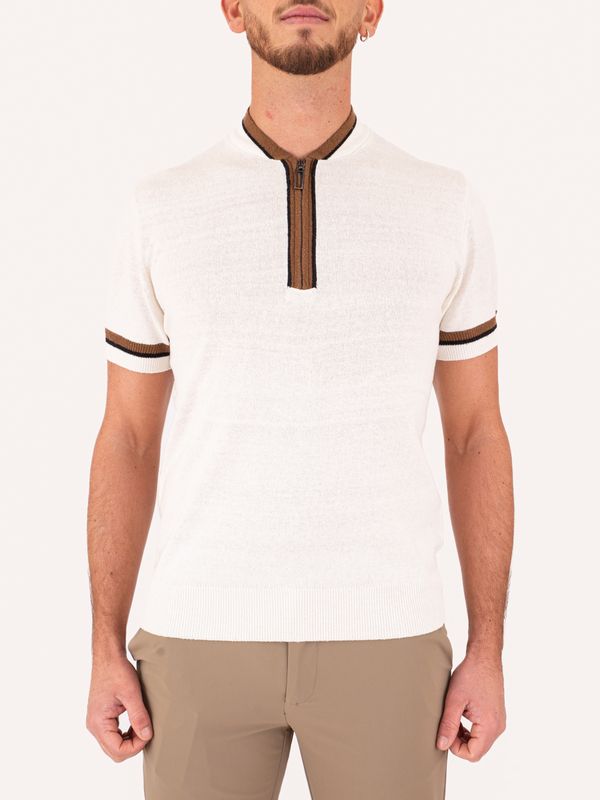 Maglia Uomo Paolo Pecora Milano a Manica Corta con Zip Beige Paolo Pecora Milano