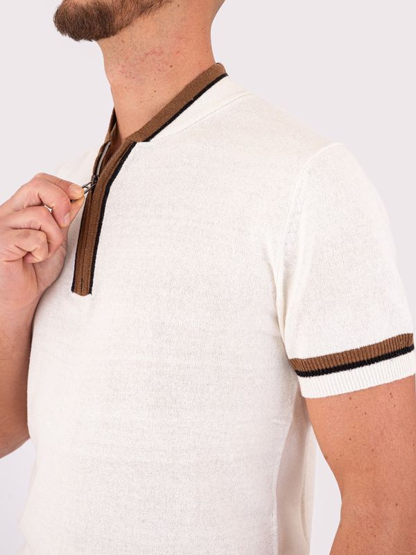 4. Paolo Pecora Milano Chemise zippée à manches courtes pour homme Beige Paolo Pecora Milano a024f600