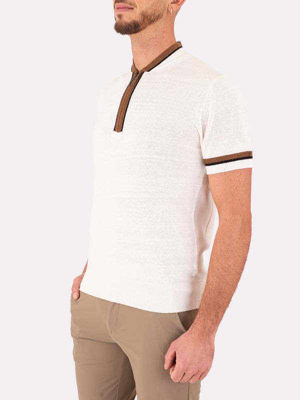 2. Paolo Pecora Milano Chemise zippée à manches courtes pour homme Beige Paolo Pecora Milano a024f600