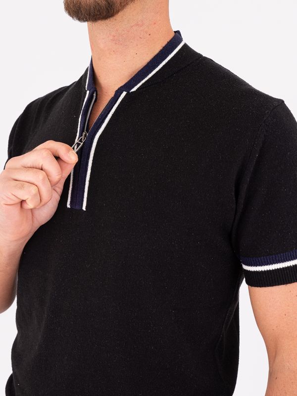 4. Maglia Uomo Paolo Pecora Milano a Manica Corta con Zip Nero Paolo Pecora Milano a024f600