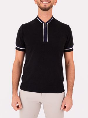 1. Maglia Uomo Paolo Pecora Milano a Manica Corta con Zip Nero