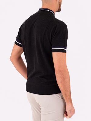3. Maglia Uomo Paolo Pecora Milano a Manica Corta con Zip Nero